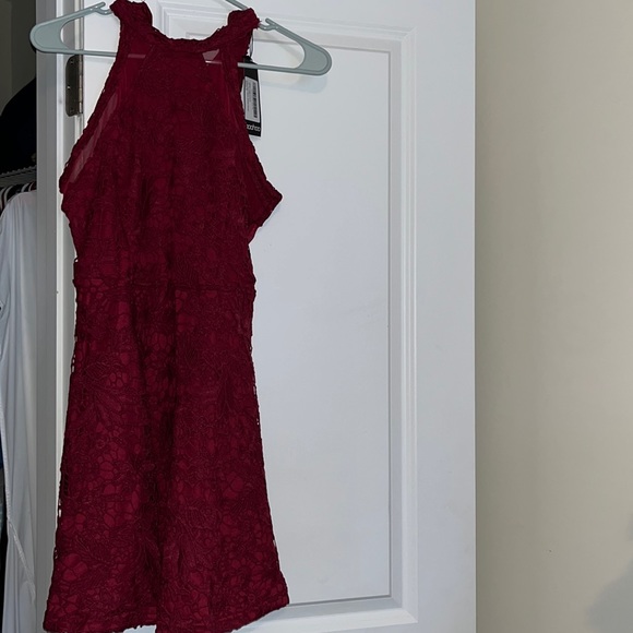 {Boohoo} Lace High Neck Skater Dress - Picture 2 of 9